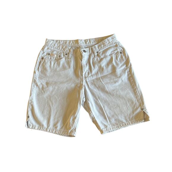 Riders by Lee Vintage Beige Twill Jeans Shorts Size 12 High Waist - Picture 1 of 8
